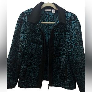 Draper and damon green floral embroidered womens jacket